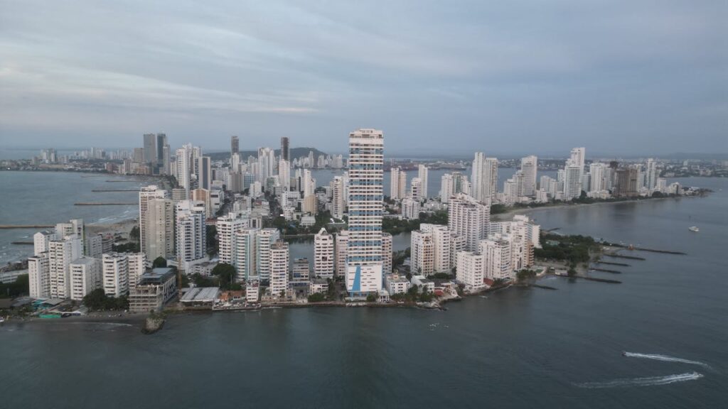 aerial view cartagena colombia skyline